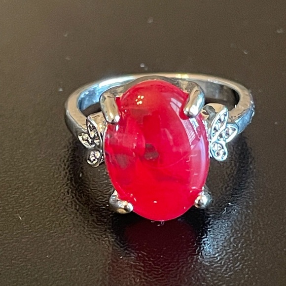 Jewelry - Red sapphire S925 silver ring size 6.5